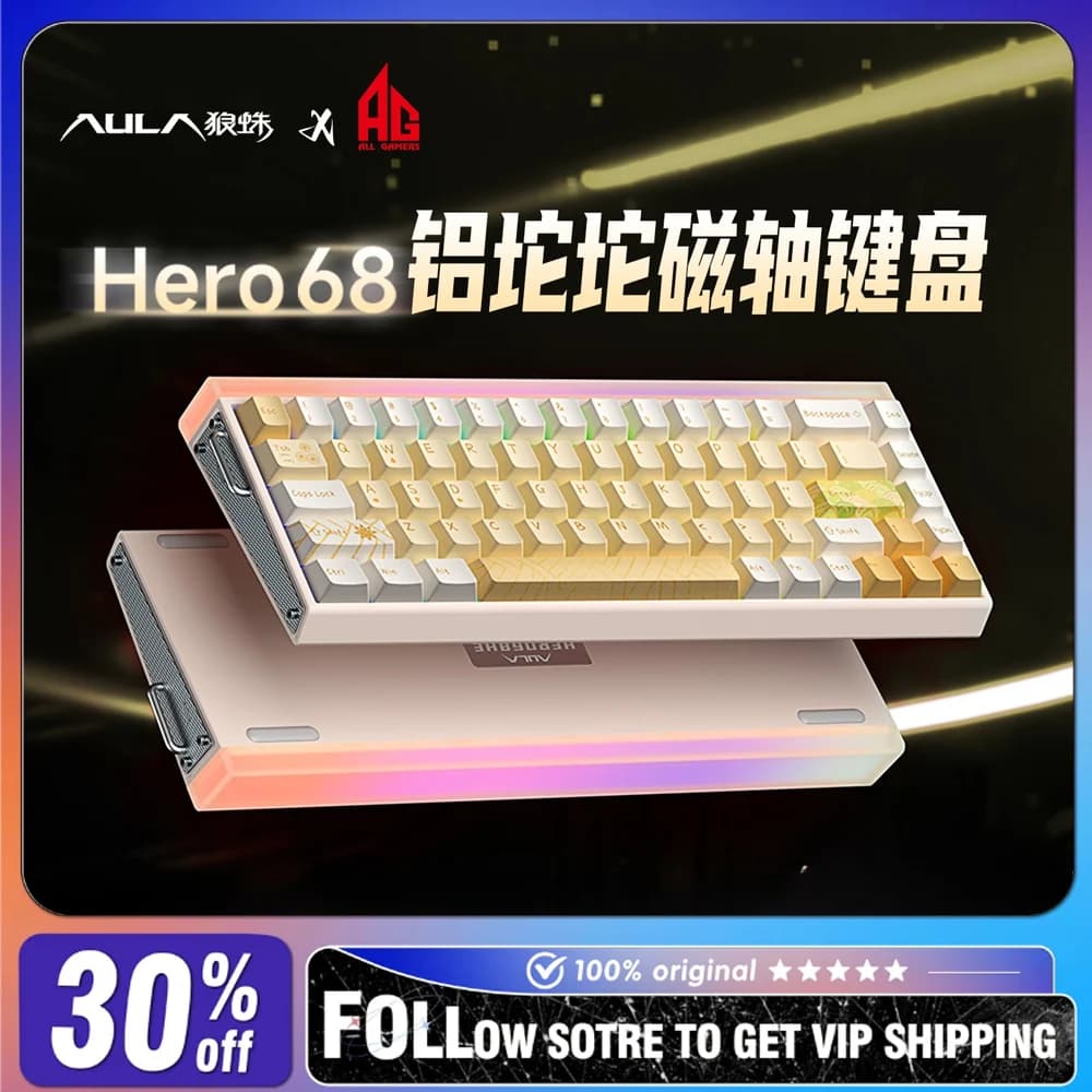 AULA Hero68 Ultra Mechanical Keyboards CNC Aluminum Wired Single Model Magnetic Switch RGB E-sports Gaming Customized Keyboard
