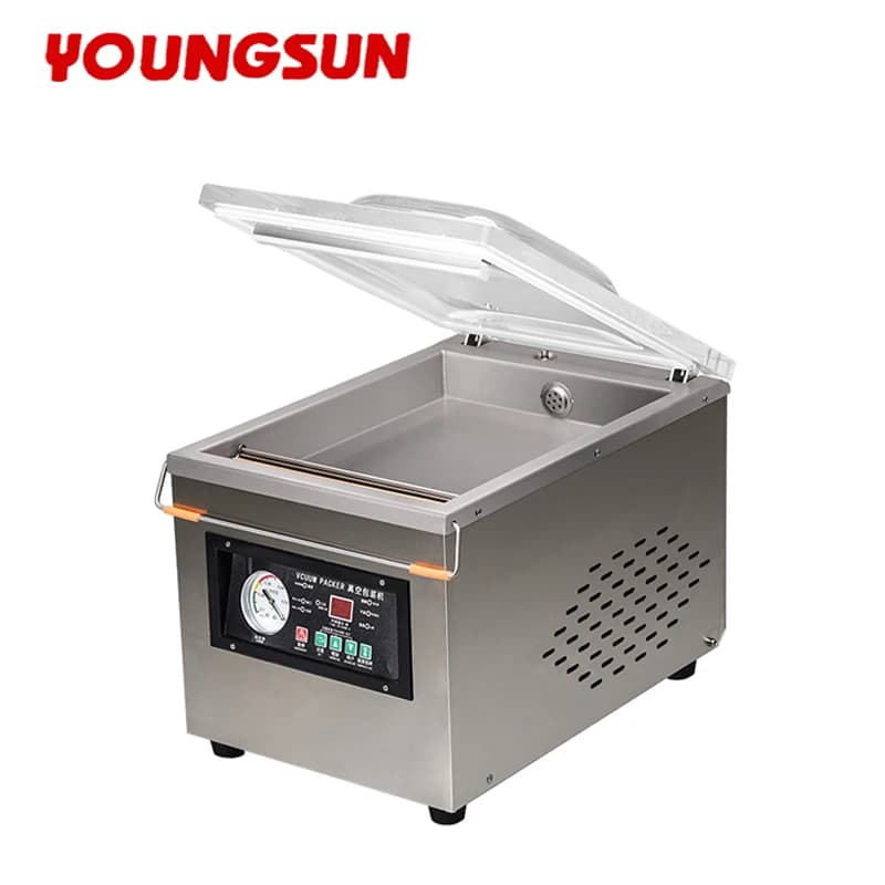 YOUNGSUN Prezzo di fabbrica Piano da tavolo Confezione singola Carne Riso Alimenti Sacchetto di plastica Vuoto DZ-260 Macchina per sigillare sottovuoto commerciale