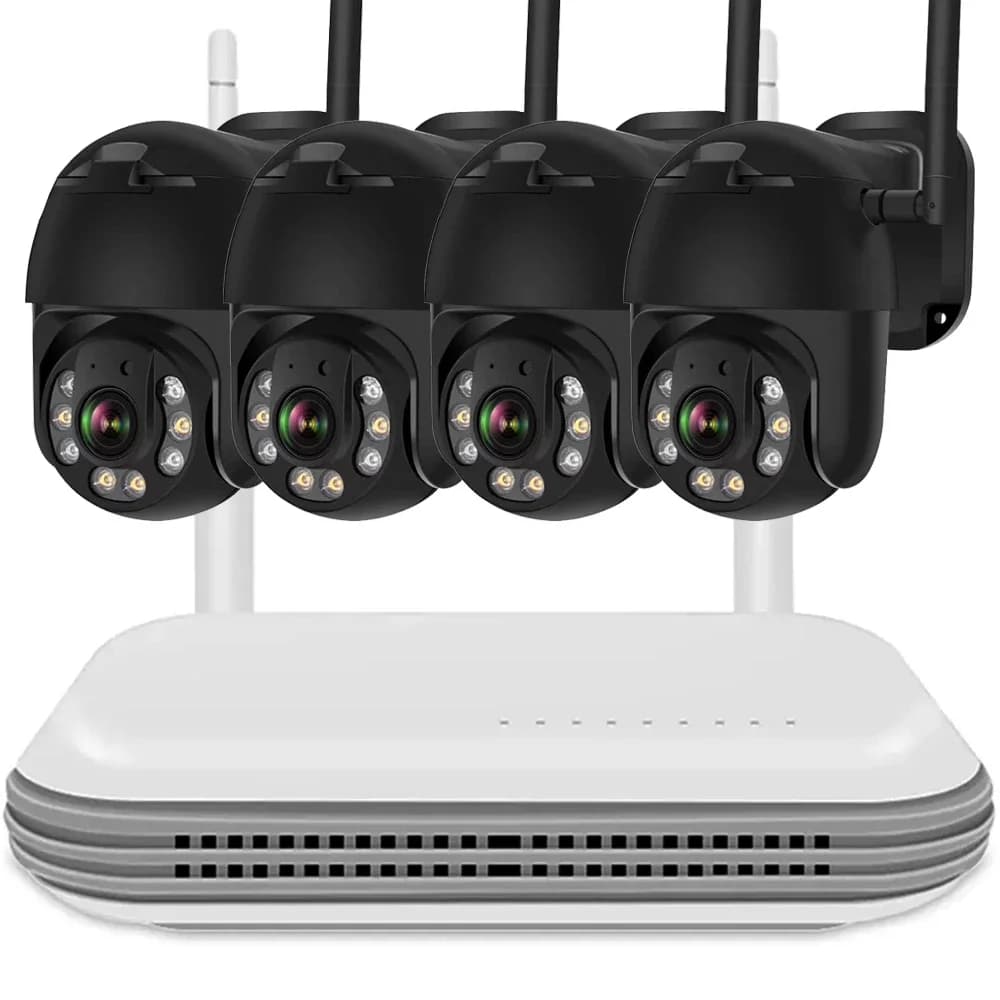 Sistema di telecamere di sicurezza wireless 4/6/8CH Rilevamento umano Monitoraggio automatico Telecamere IP PTZ esterne Set Kit NVR WIFI per visione notturna a colori
