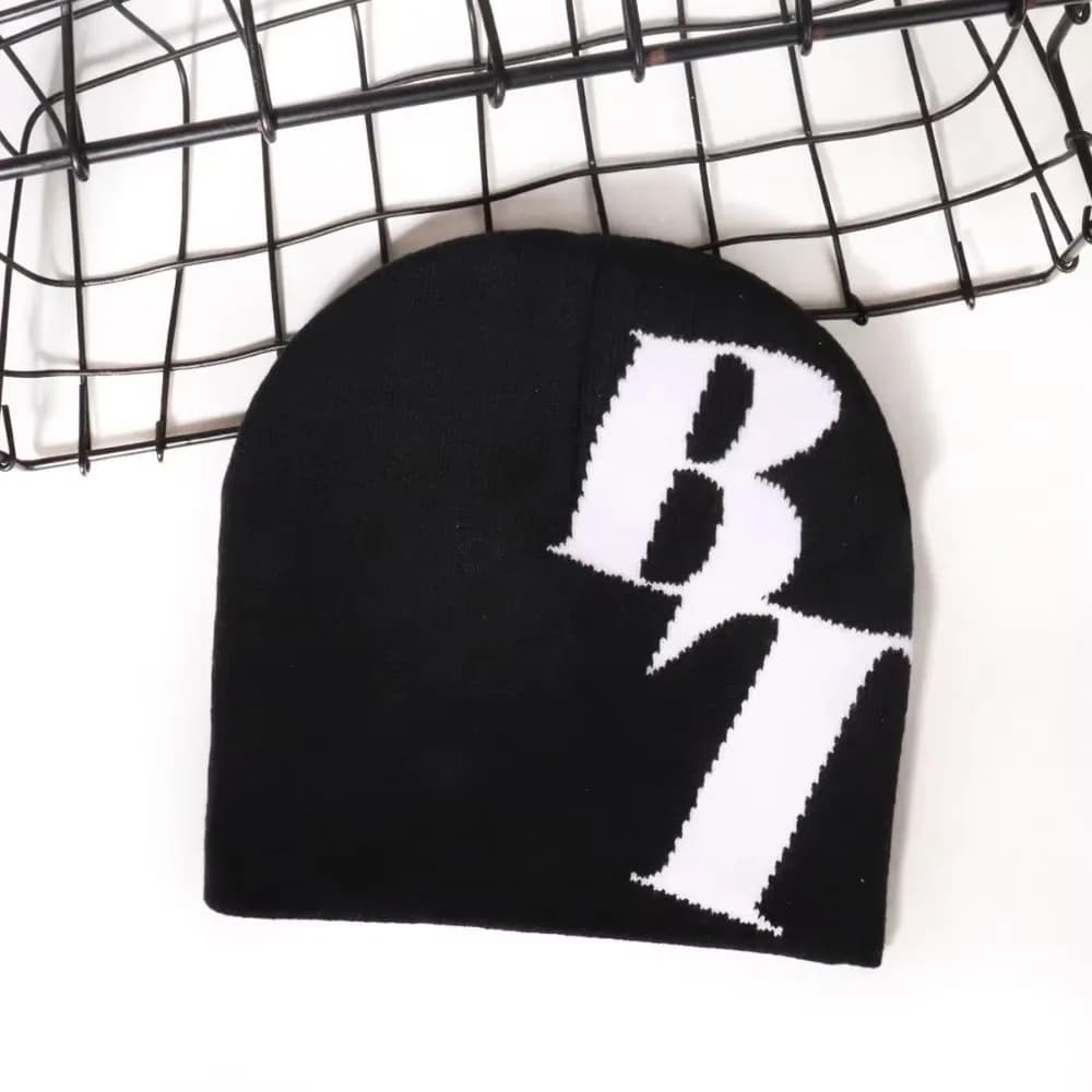 Cappello lavorato a maglia con stampa Hip Hop, berretto in fibra Y2k, caldo e coccoloso, per uomo e donna.