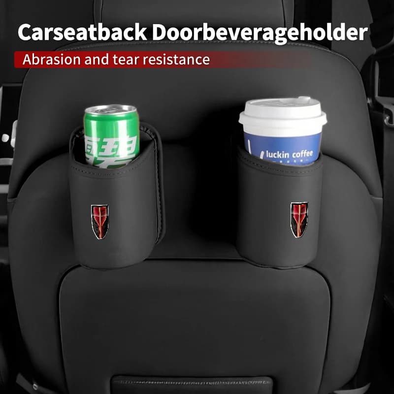 Car Door Water Cup Holder Back Seat Drink Rack Leather Storage Box For Hongqi H5 H6 H7 H9 E-QM5 HS3 HS5 HS6 HS7 E-HS3 E-HS9 LS5