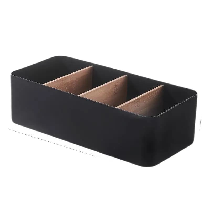 【HM】Scatola portaoggetti multiuso da scrivania, porta telecomando TV, organizer da tavolo in legno per camera da letto, soggiorno, divisorio rimovibile