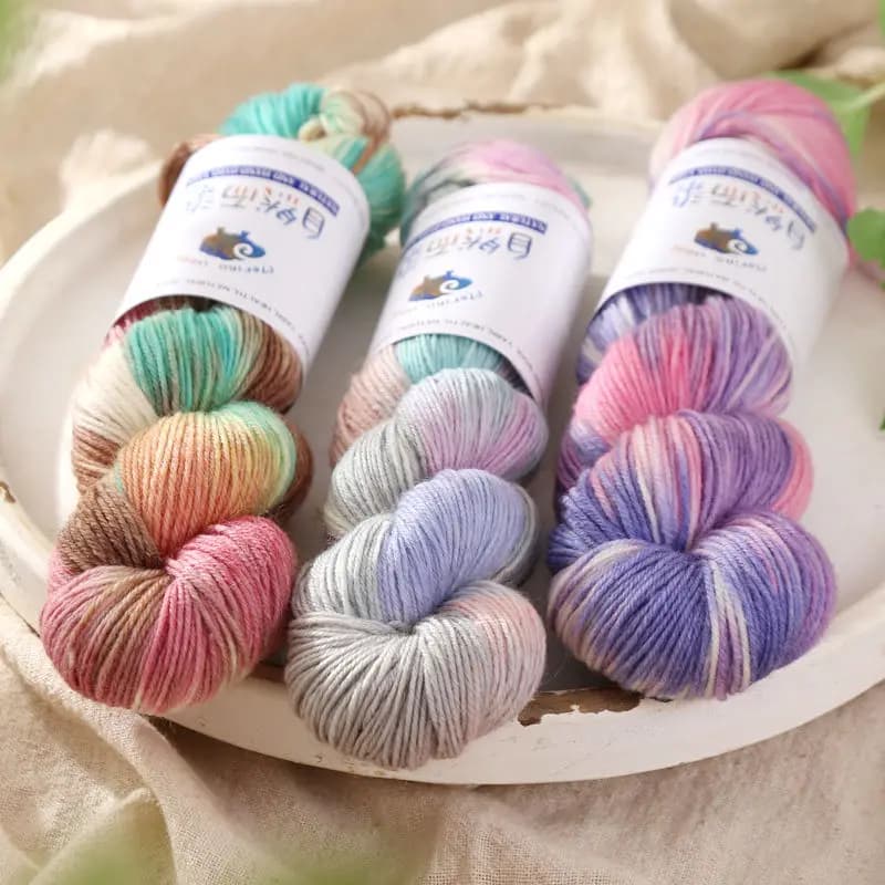 300 g/set Segmento Tintura di Lavoro A Maglia Filato di Lana per Maglione Sciarpa Cappello Guanti Scialle Cardigan Fai Da Te Morbido Soffice Filo Sfumato Liscio