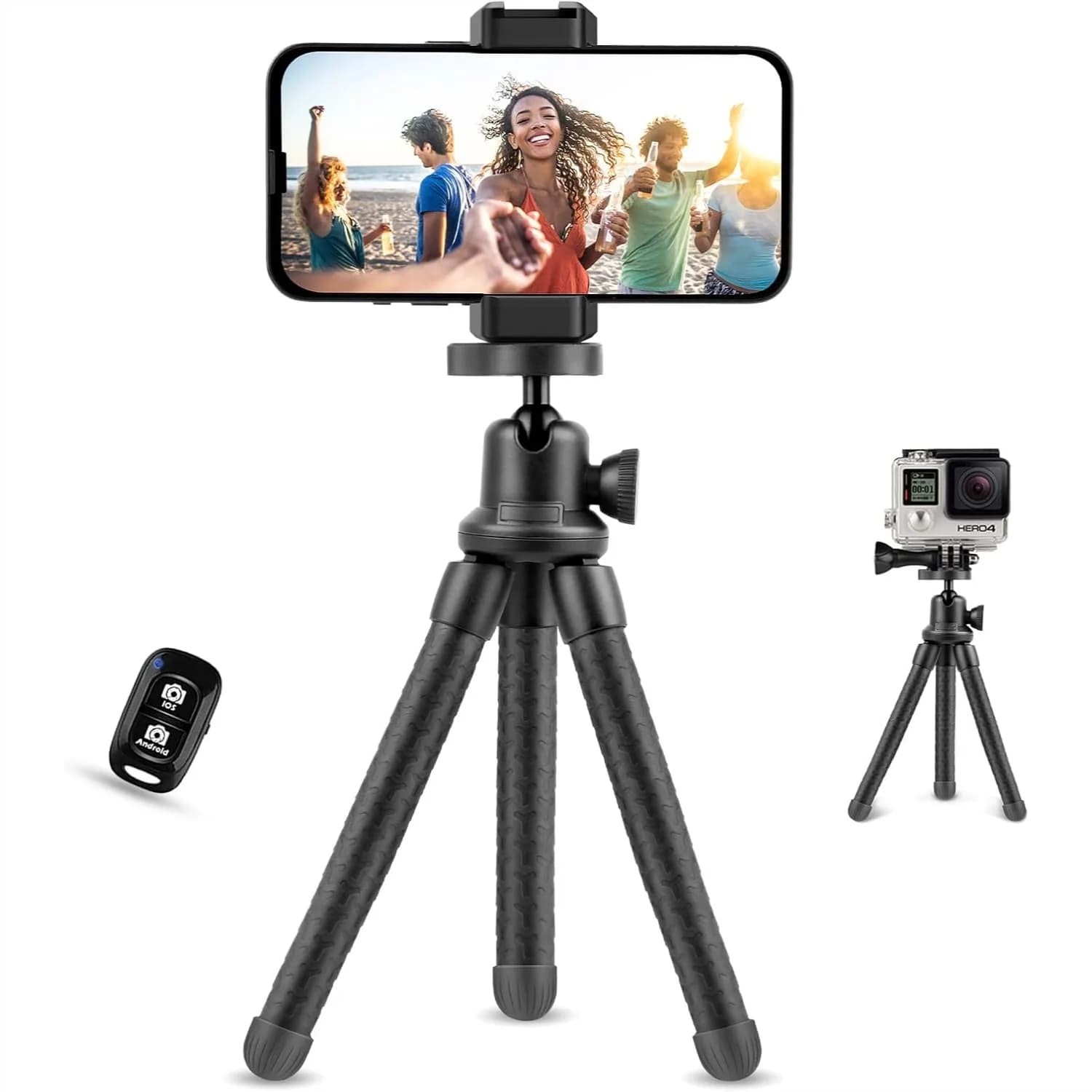 Treppiede Flessibile per Telefono da 12 Pollici con Telecomando Wireless, Supporto Universale per Smartphone/DSLR/GoPro