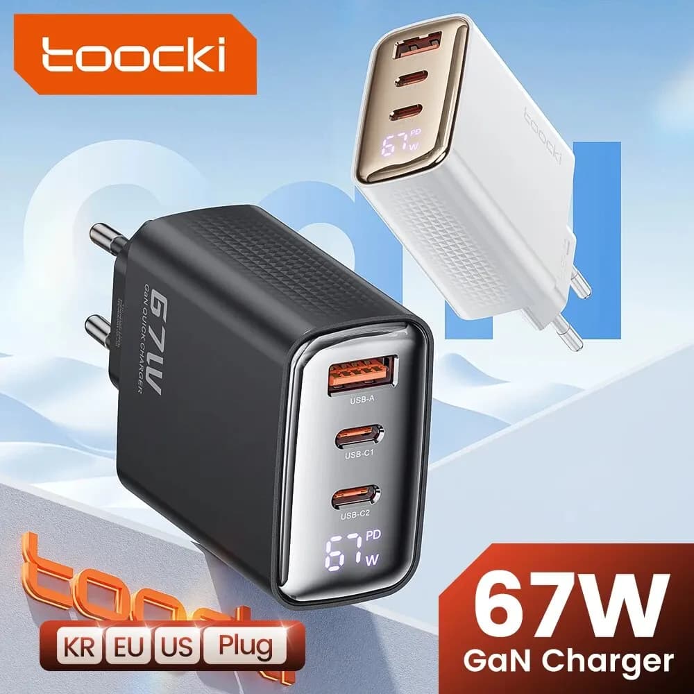 Toocki 67W GaN USB Type C Charger Digital Display 65W 45W PPS PD QC4.0 Fast Charge For MacBook Laptop IPAD Tablet iPhone 15 14