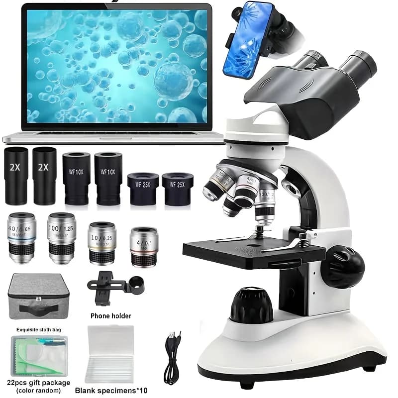 Microscopio binoculare per laboratorio studentesco, ottica HD con illuminazione a LED, ideale per l'educazione scientifica delle scuole medie e bio domestiche