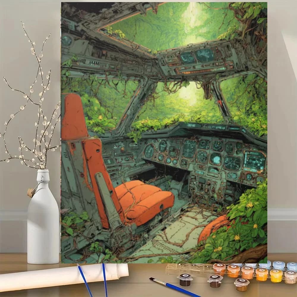 Acrylic Paint By Numbers Overgrown Spaceship Painting By Numbers On Canvas Coloring By Number For Adults Paint Digital Art