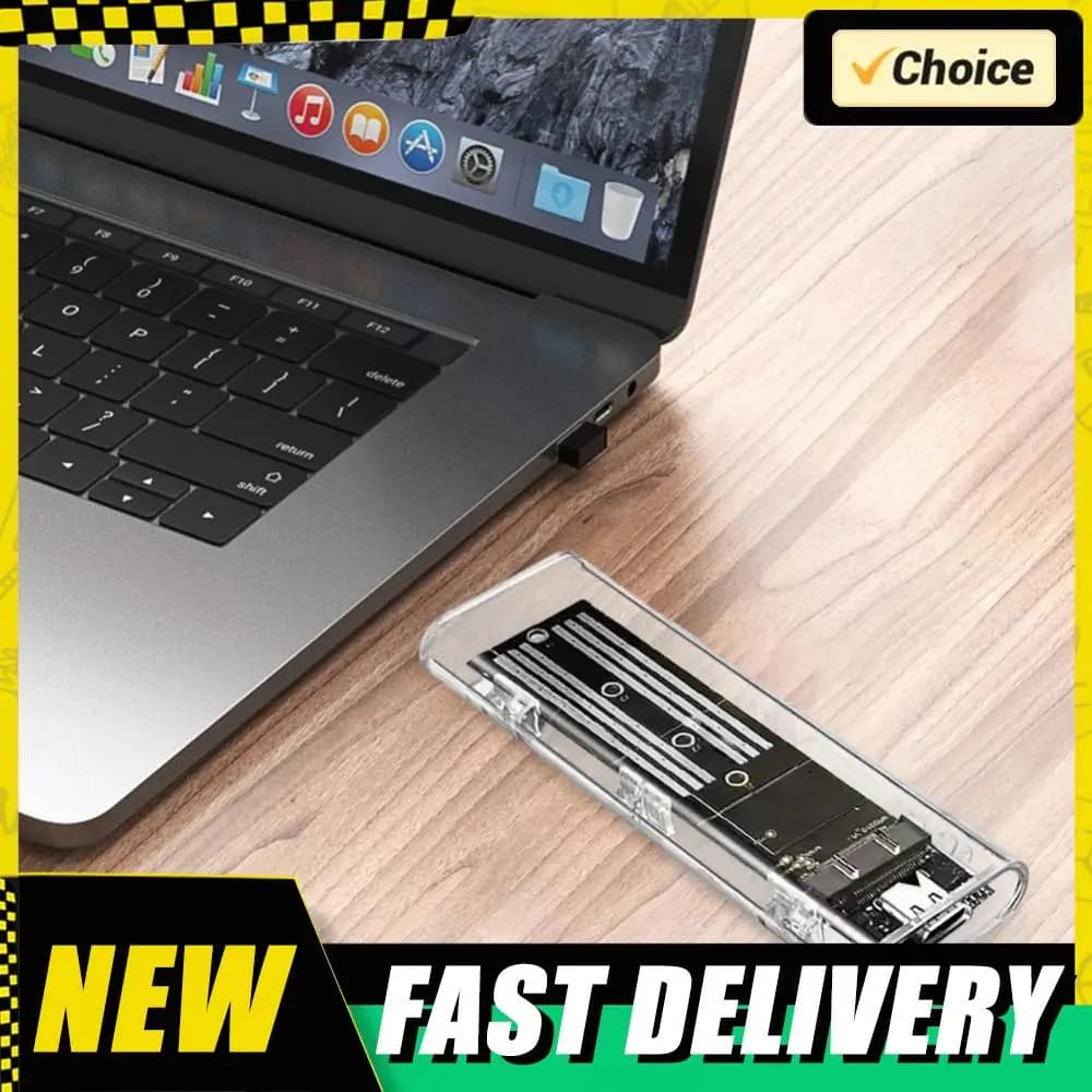 M.2 NGFF SATA Tipo C USB 3.1 Custodia SSD esterna trasparente Custodia per disco rigido da 10 Gbps Adattatore SSD esterno per 2230/2242/2260/2280