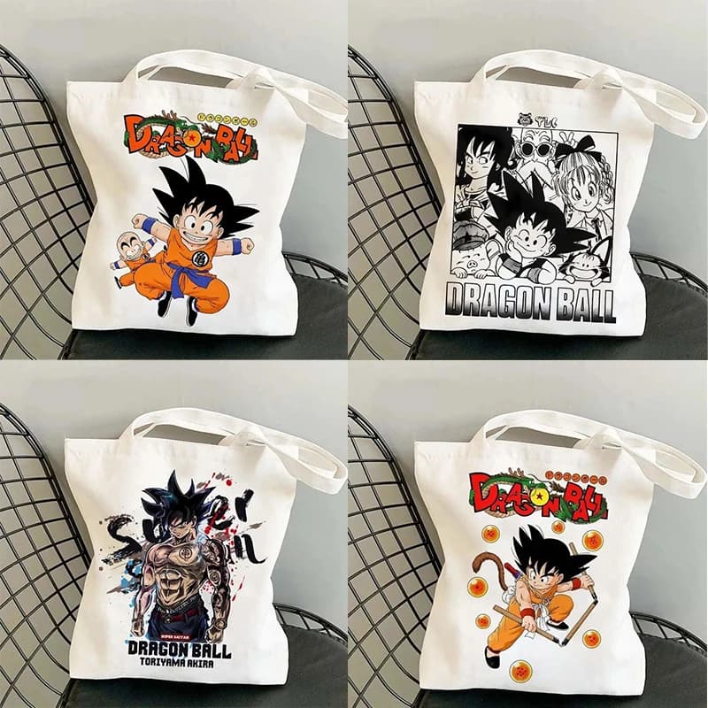Dragon Ball Japan Large Capacity Canvas Bag Anime Shoulder Bag Women's Casual Tote Cartoon Kids Student Shopping Bags Gift