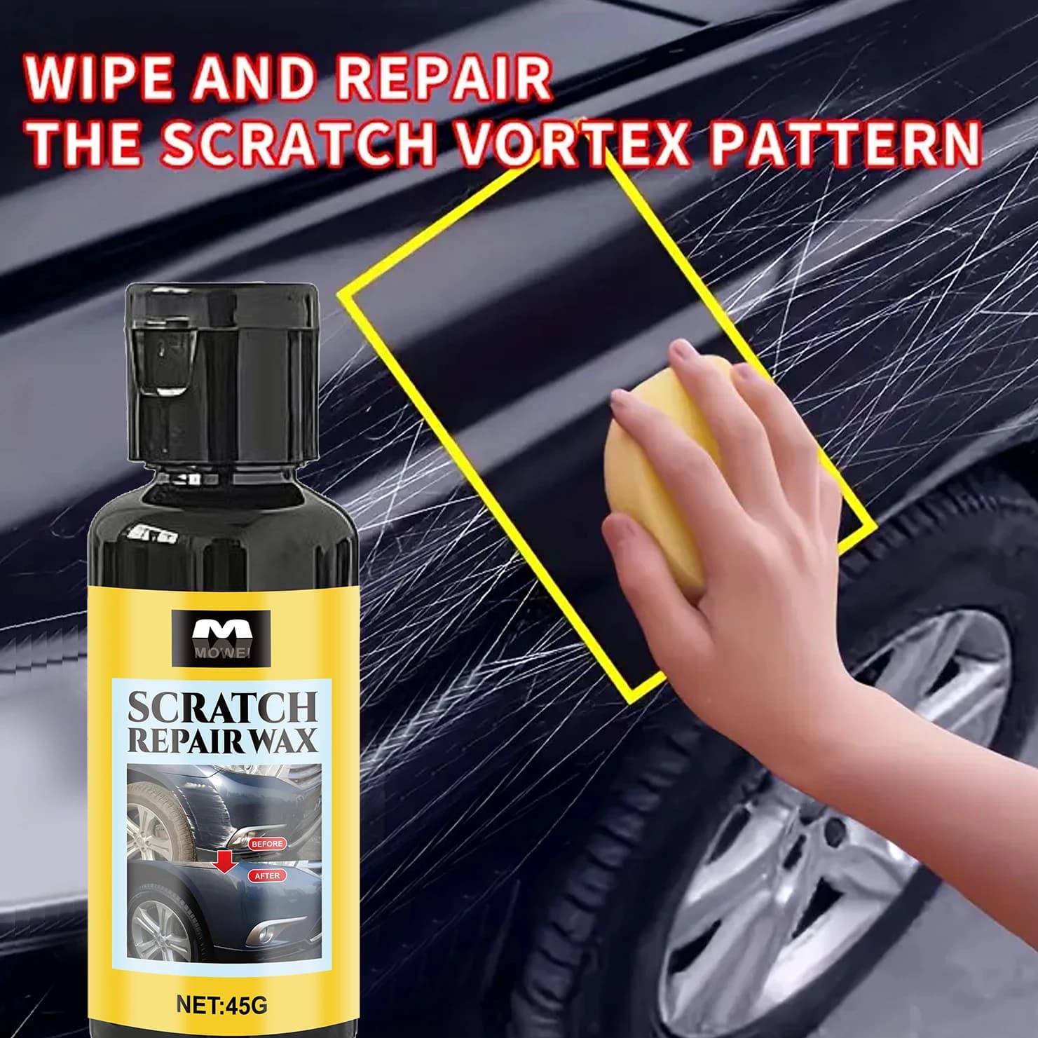 Penna per Rimozione Graffi Auto, Agente Lucidante Nano, Rimuove Graffi e Onde di Torsione, Riparazione Rapida della Vernice Auto, Kit Riparazione Graffi Auto