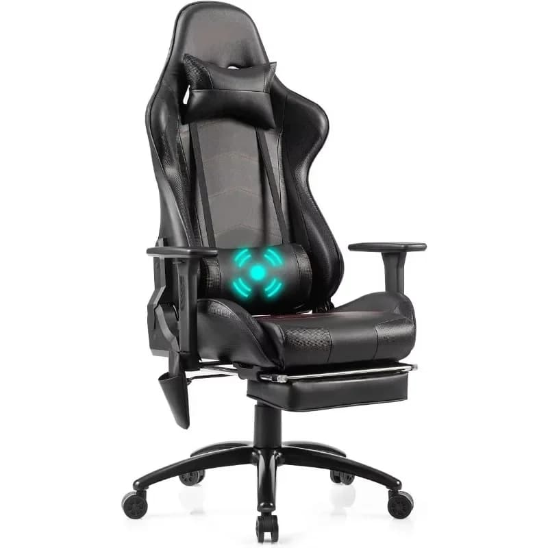 Sedia da Gaming Girevole Stile Racing in Pelle PU, Regolabile in Altezza ed Ergonomica