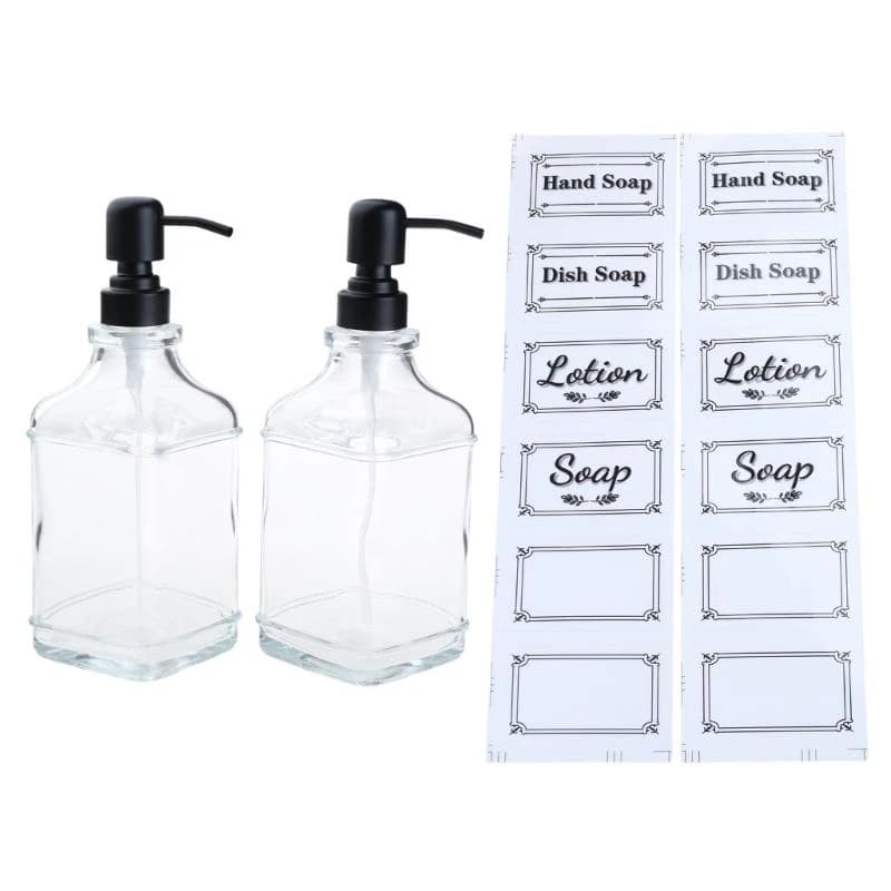 2PCS Set Glass Hand Soap Dispenser Bottles Shampoo Soap Dispensers 550ml N2UD