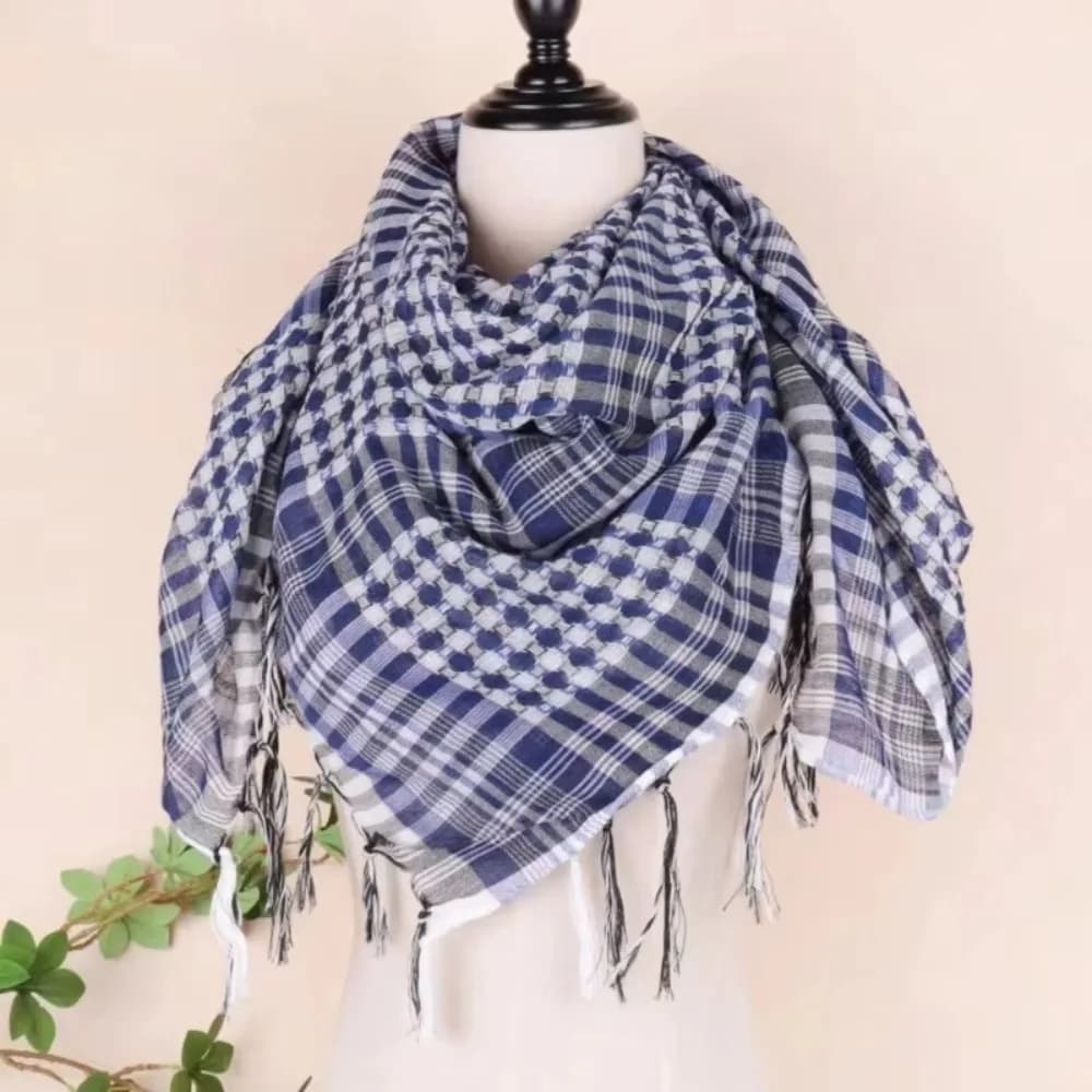 Grande foulard arabo Shemagh con nappa costume testa collo sciarpa bandana Keffiyeh per uomo donna