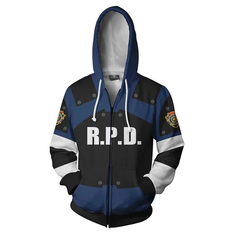 2025 enen Movie Resident Evil Hoodie Leon Scott Kennedy Cosplay Pullover Jacket unisex Hinge Dresses Streetwear Auto
