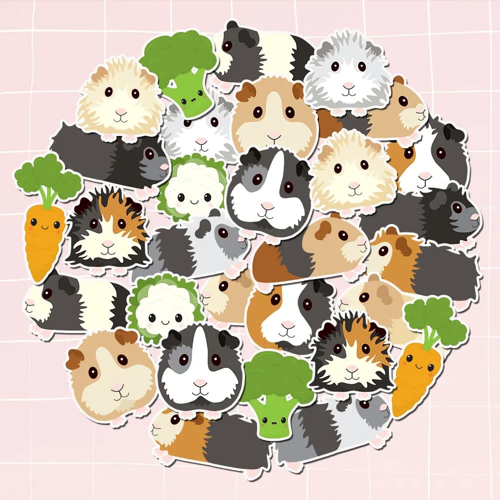 Confezione da 30 adesivi per animali domestici Kawaii cavia-perfetti per decorare diari, quaderni, laptop, bottiglie d'acqua e altro