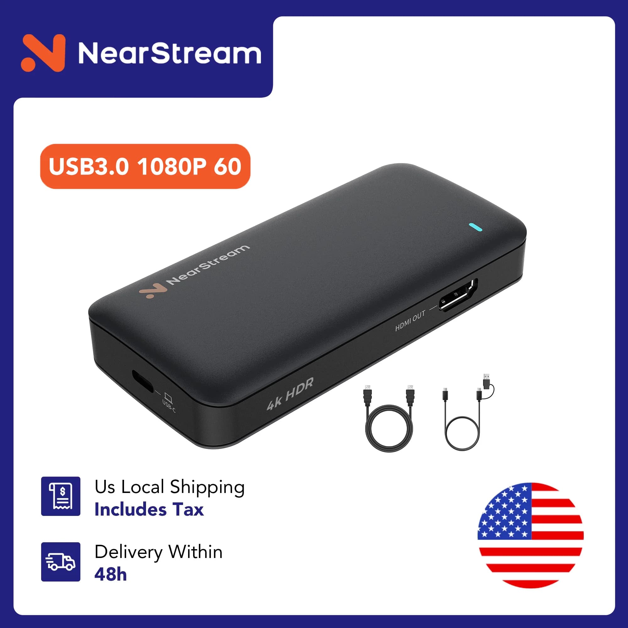 Scheda di acquisizione video NearStream USB 3.1 Spedizione locale negli Stati Uniti in 4K60FPS HDR10 o 1080P60FPS HDR10 Latenza ultrabassa