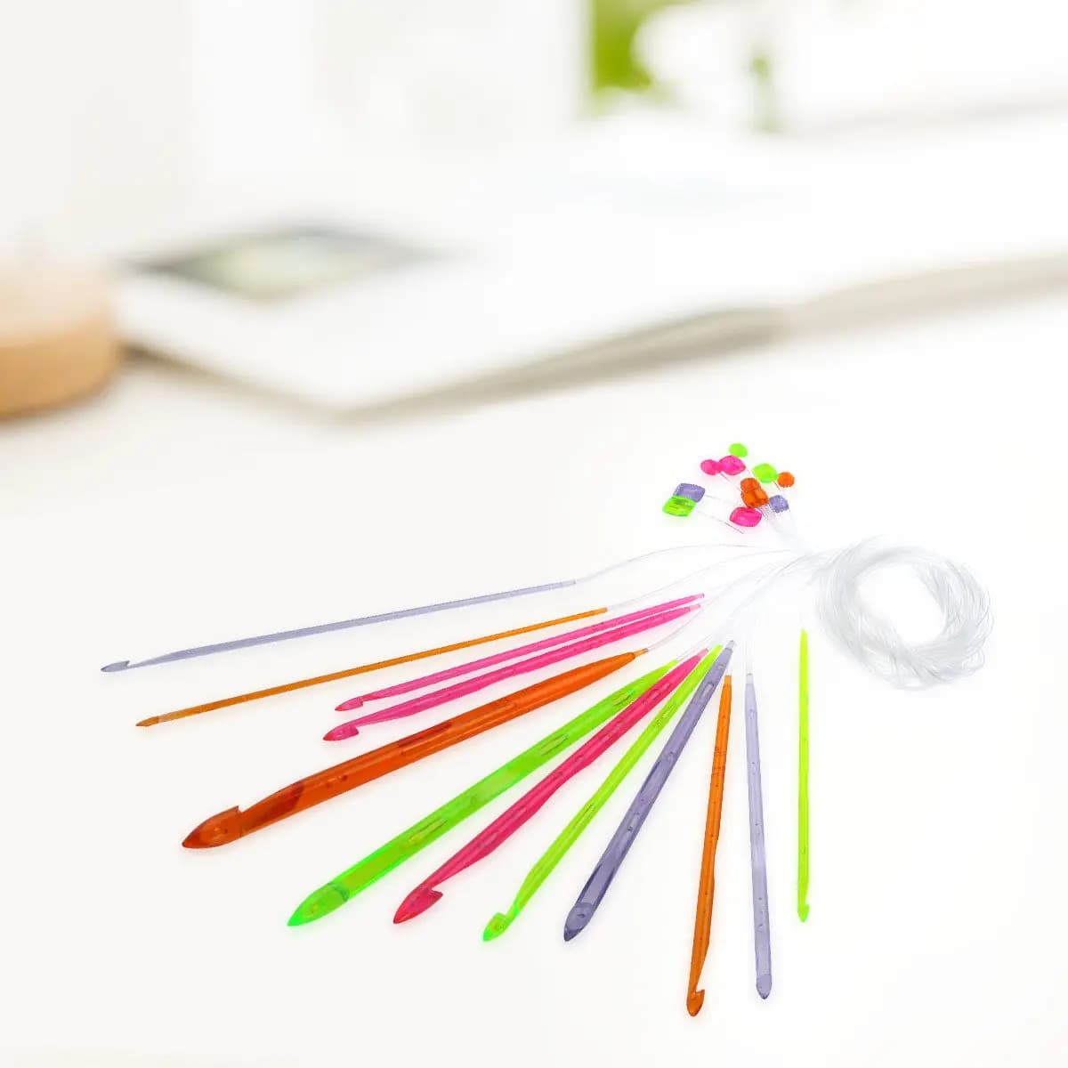 Professional Plastic Carpet Crochet Hooks Set 3.5mm-12.0mm with Flexible Cable for Rug Making Sofa Cushion DIY Craft