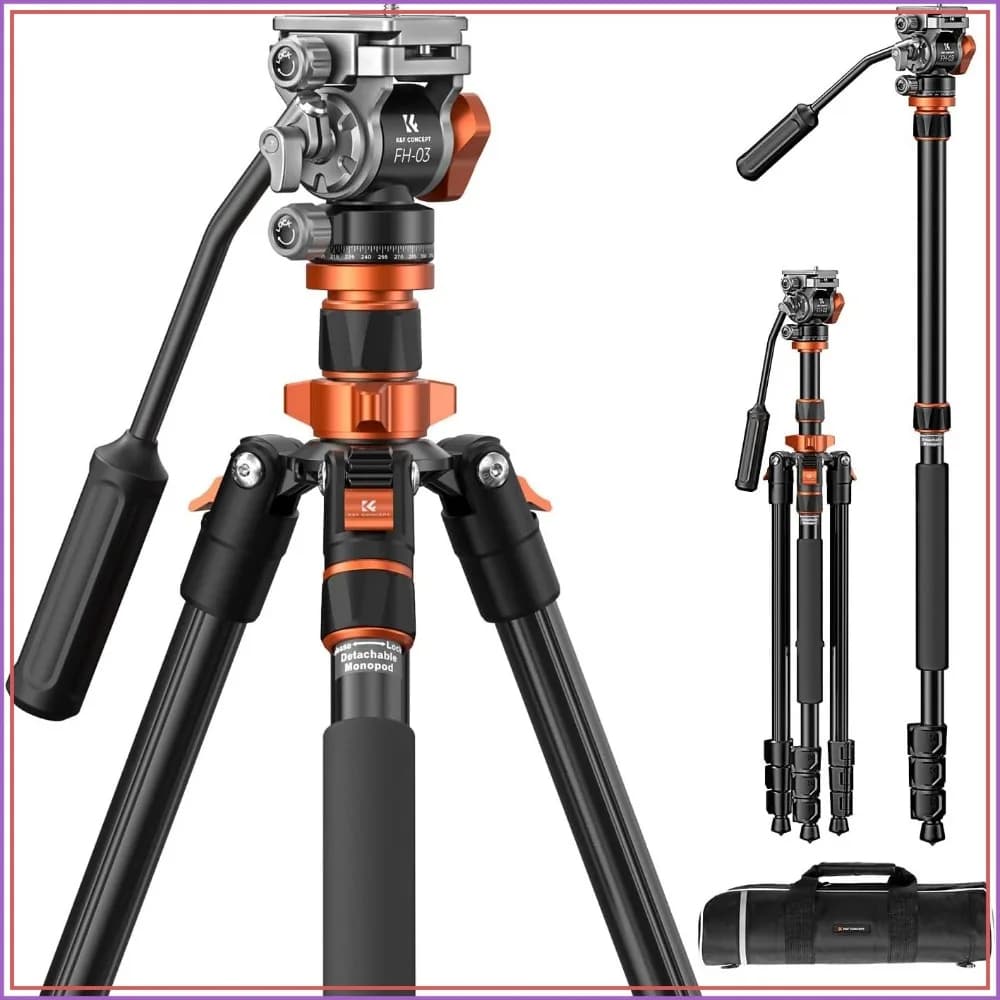 83" Camera Tripod for DSLR, Aluminum with Fluid Head, 360° Panorama, 11lb Payload, Travel Video