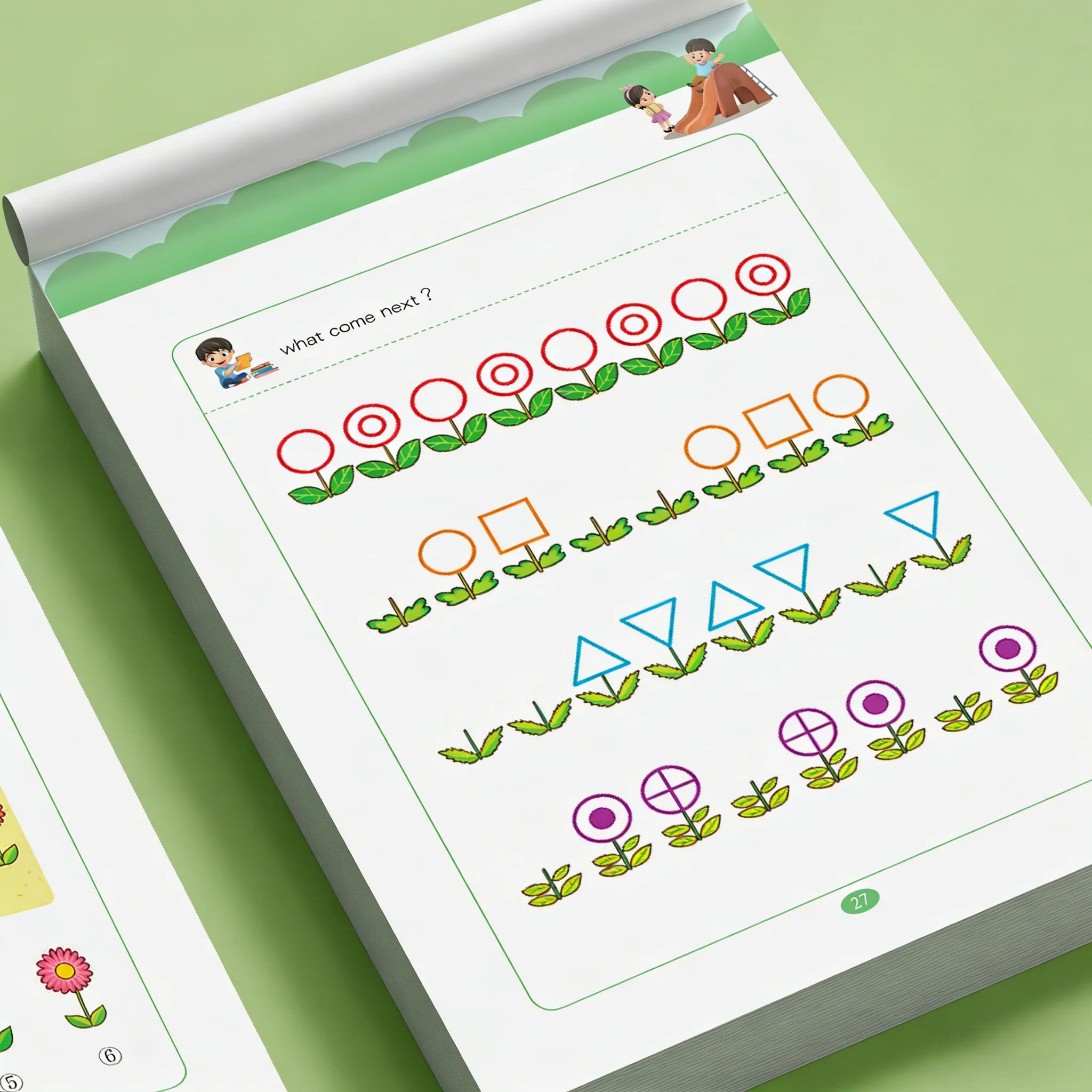 Quaderno di esercizi per trovare modelli per bambini | Libro di attività da 32 pagine per il riconoscimento di sequenze e modelli | Quaderno per l'apprendimento della matematica nella scuola dell'infanzia