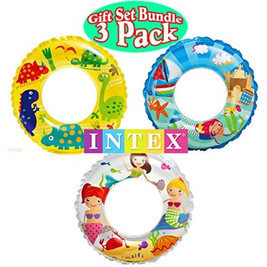 Ocean Reef Transparent Swim Rings Dinosaurs, Mermaid Andbeach Gift Set Bundle-3 Pack