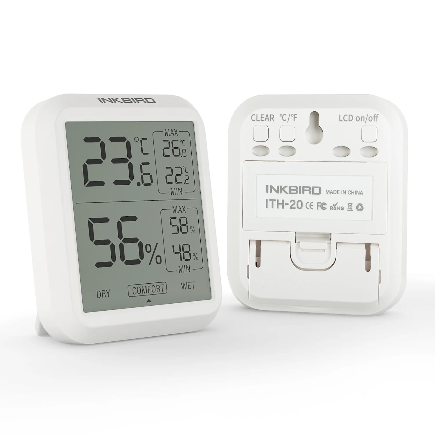 INKBIRD ITH-20 thermometer and hygrometer 3 instant read mode humidity temperature Monitor for domestic use, guitar enclosures