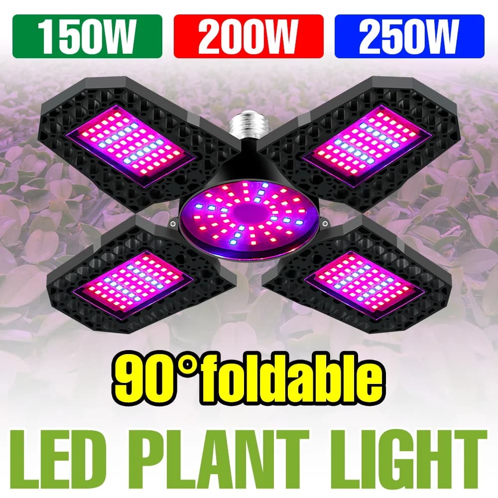 Lampada LED per Coltivazione Indoor a Spettro Completo 250W 220V, Lampadina E27/E26 Deformabile per Fiori, Semi e Verdure