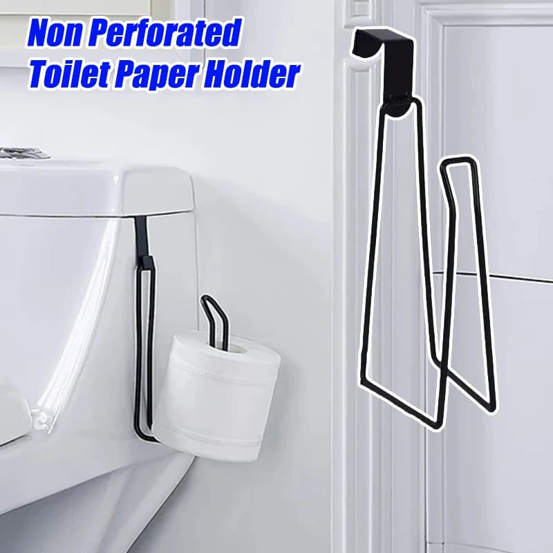 Portarotolo da Bagno e Cucina Senza Foratura, Supporto per Carta Igienica da Applicare Sopra il Serbatoio, Porta Rotolo di Carta Igienica