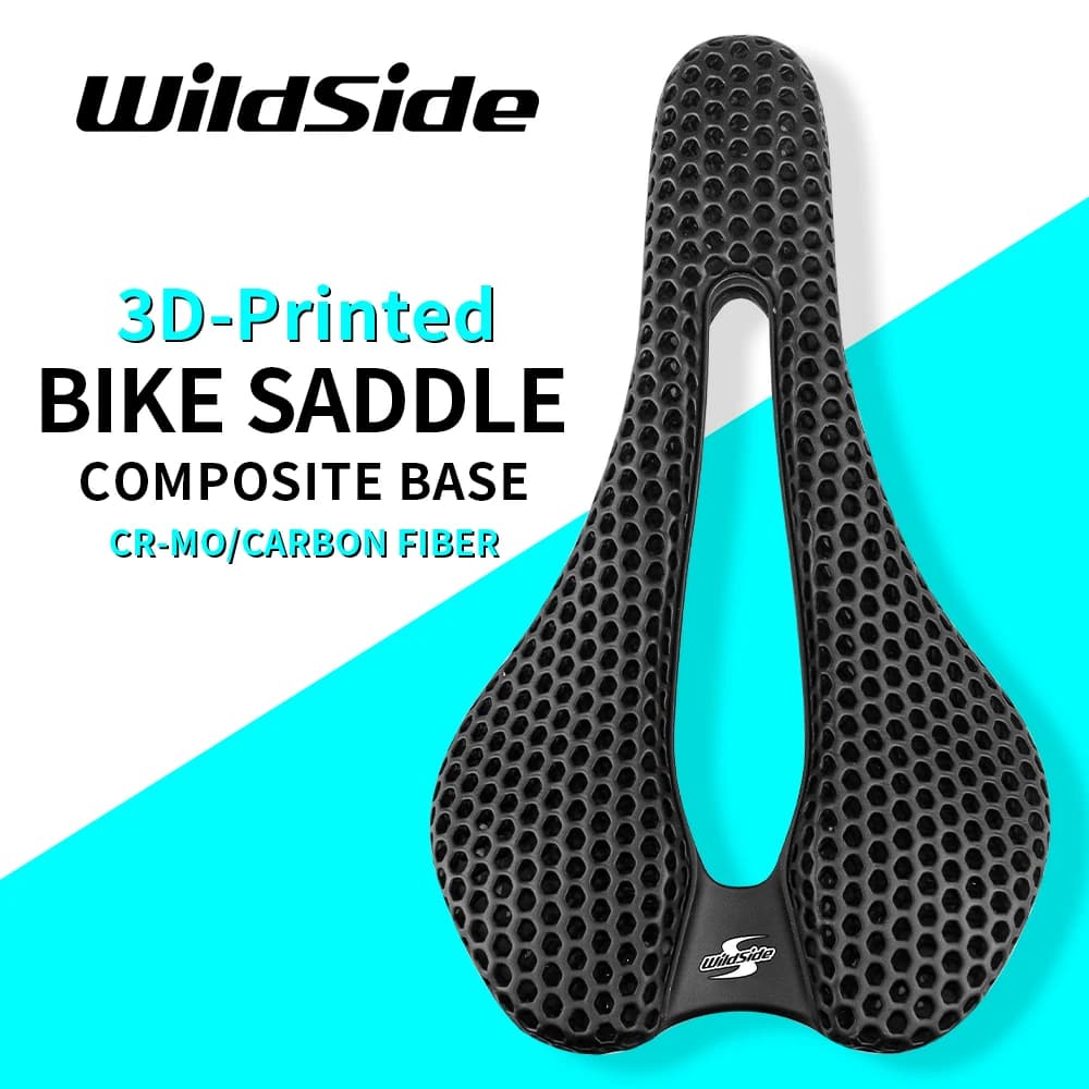 Wildside Sella per bicicletta stampata in 3D Guscio inferiore in nylon cavo in carbonio Cuscino per sedile per bici ergonomico Assorbimento degli urti Ciclismo da 155 mm