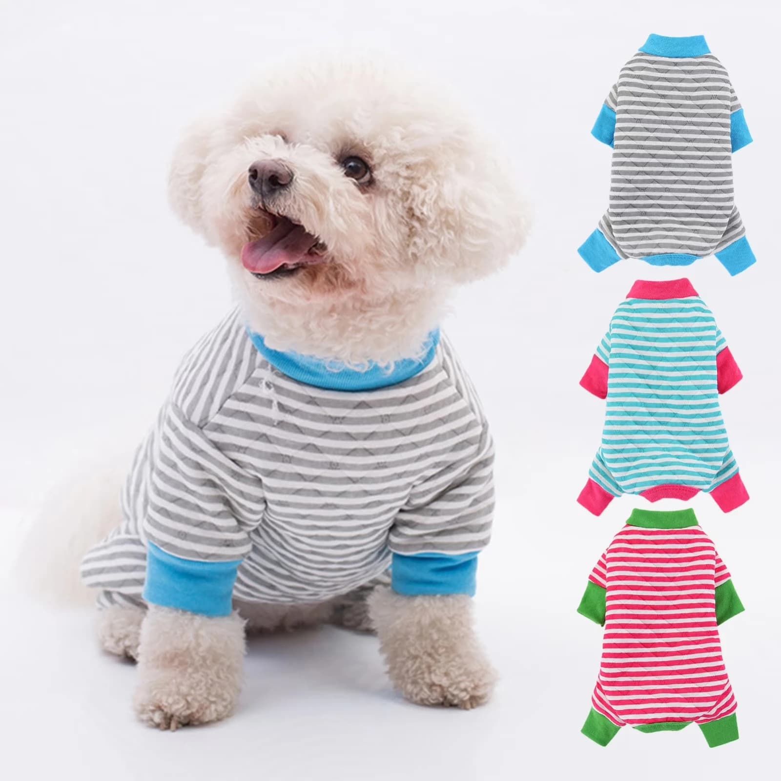 Vestiti per cani spogliati Tuta Collo alto Manica lunga Felpa a 4 gambe Pigiama per cani di piccola taglia Cucciolo Tutina da notte Tute da notte