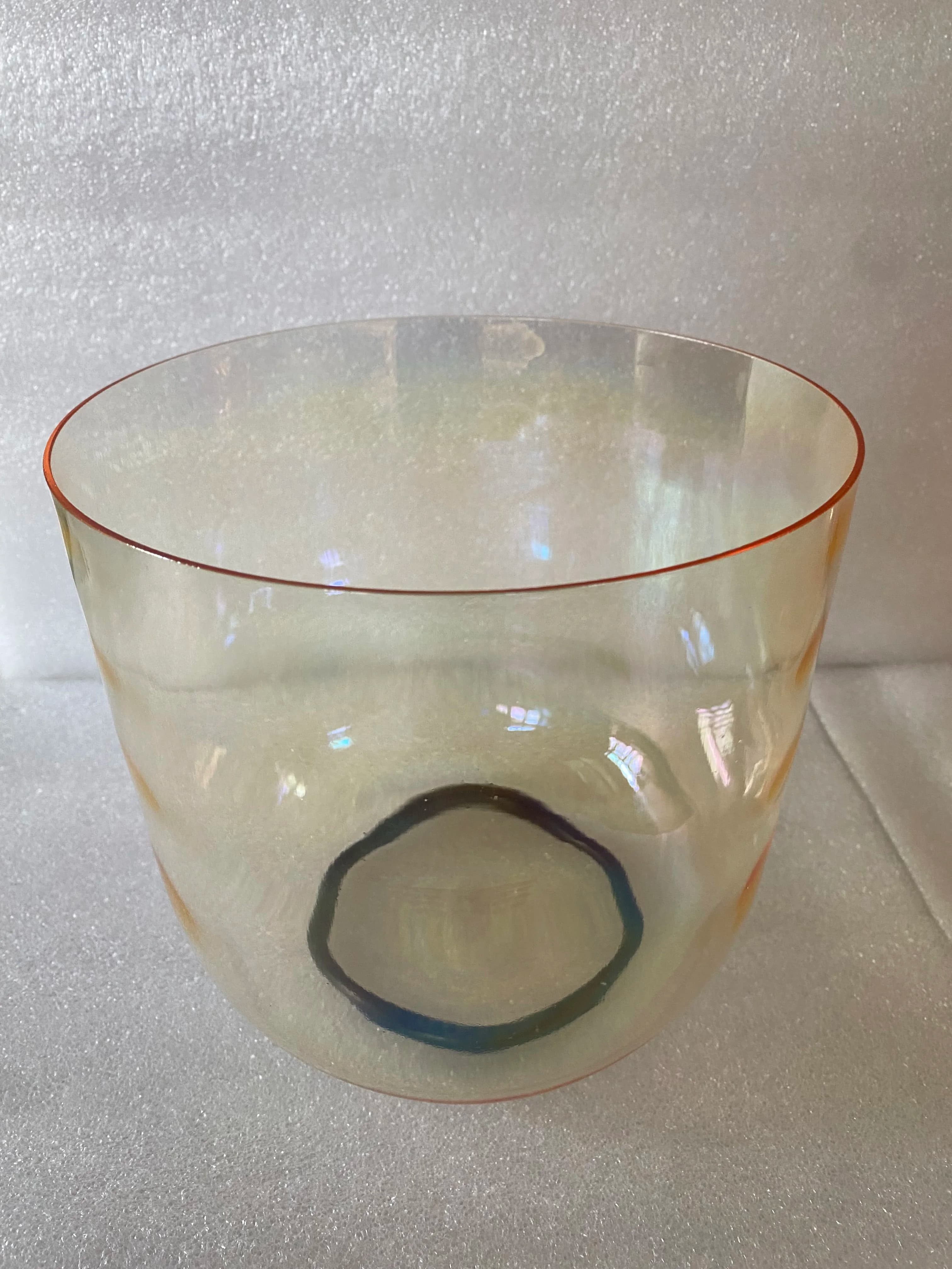 Crystal singing bowl yellow cosmic 3rd octave 'E" note Solar Plexus chakra 432Hz Crystal Tones singing bowl.