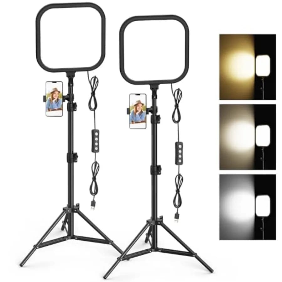 Kit di 2 Luci LED per Video, Set di Illuminazione Fotografica 15W, Luci da Studio Dimmerabili 78" con Treppiede, Luce per Streaming 2500-8500K