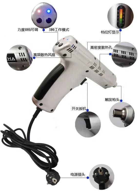 Chiropractic pulse adjustment tool IQ for large power chiropractic physiotherapy from 62 W 700N 3 work model