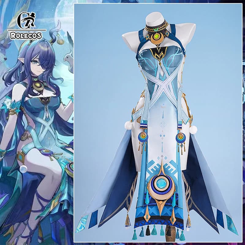 ROLECOS Gioco Genshin Impact Lauma Costume Cosplay Sacramento di Evermoon Song Lauma Halloween Vestito Delle Donne Del Partito Gioco di Ruolo Vestito
