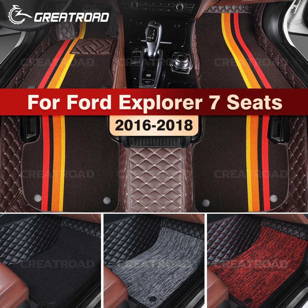 GREATROAD For Ford Explorer 7 places 2016-2018 Car mats double layer Interior accessories Car mat Custom cover