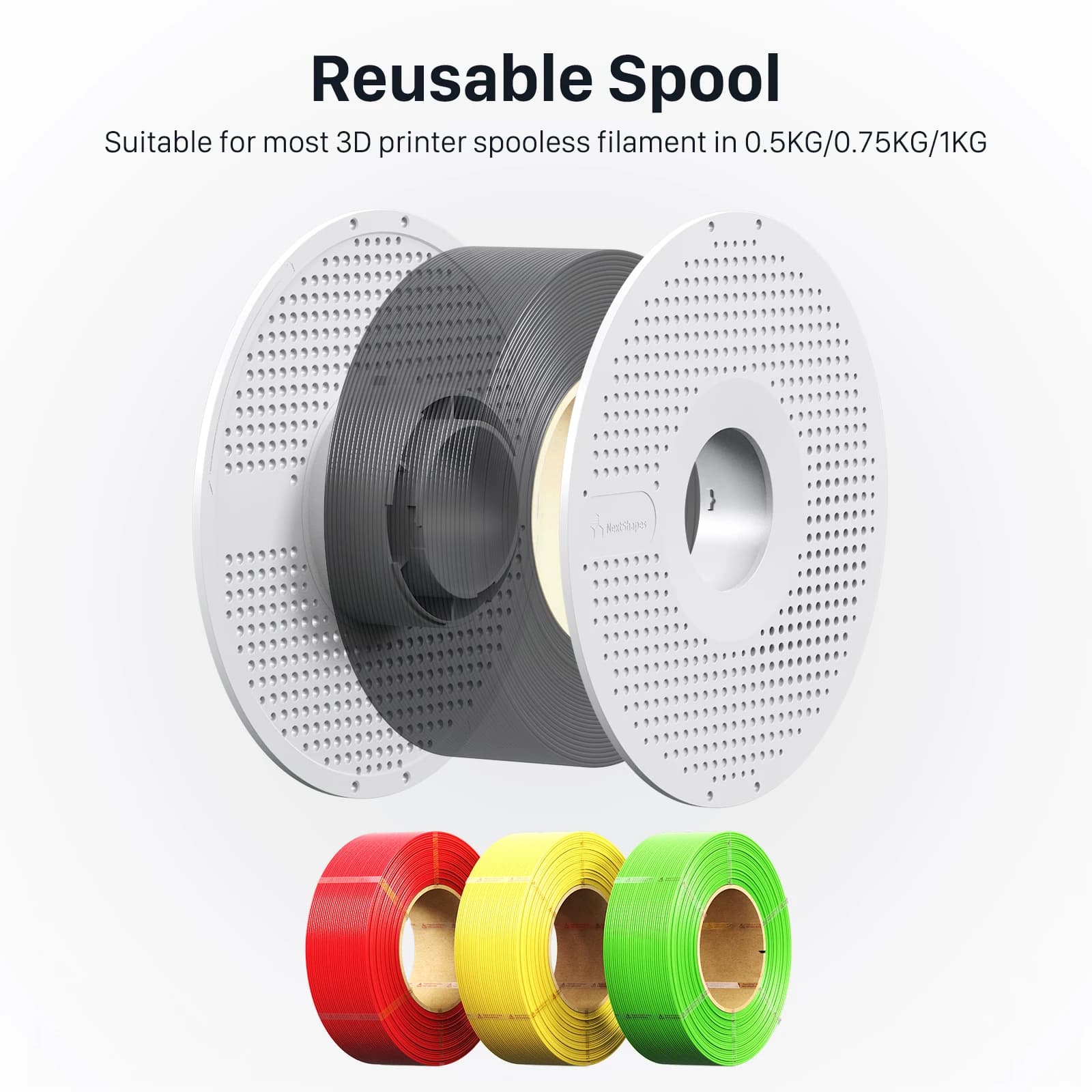 NextShapes For Bambu Lab 3D Printer Reusable Spool Material Rack Fit PLA PETG ASA Spool-Less Filament 3D Printing Accessories