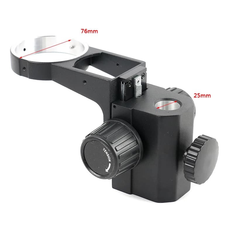 Staffa di messa a fuoco con supporto per braccio per microscopi stereo regolabili da 76 mm di diametro per microscopio binoculare stagno