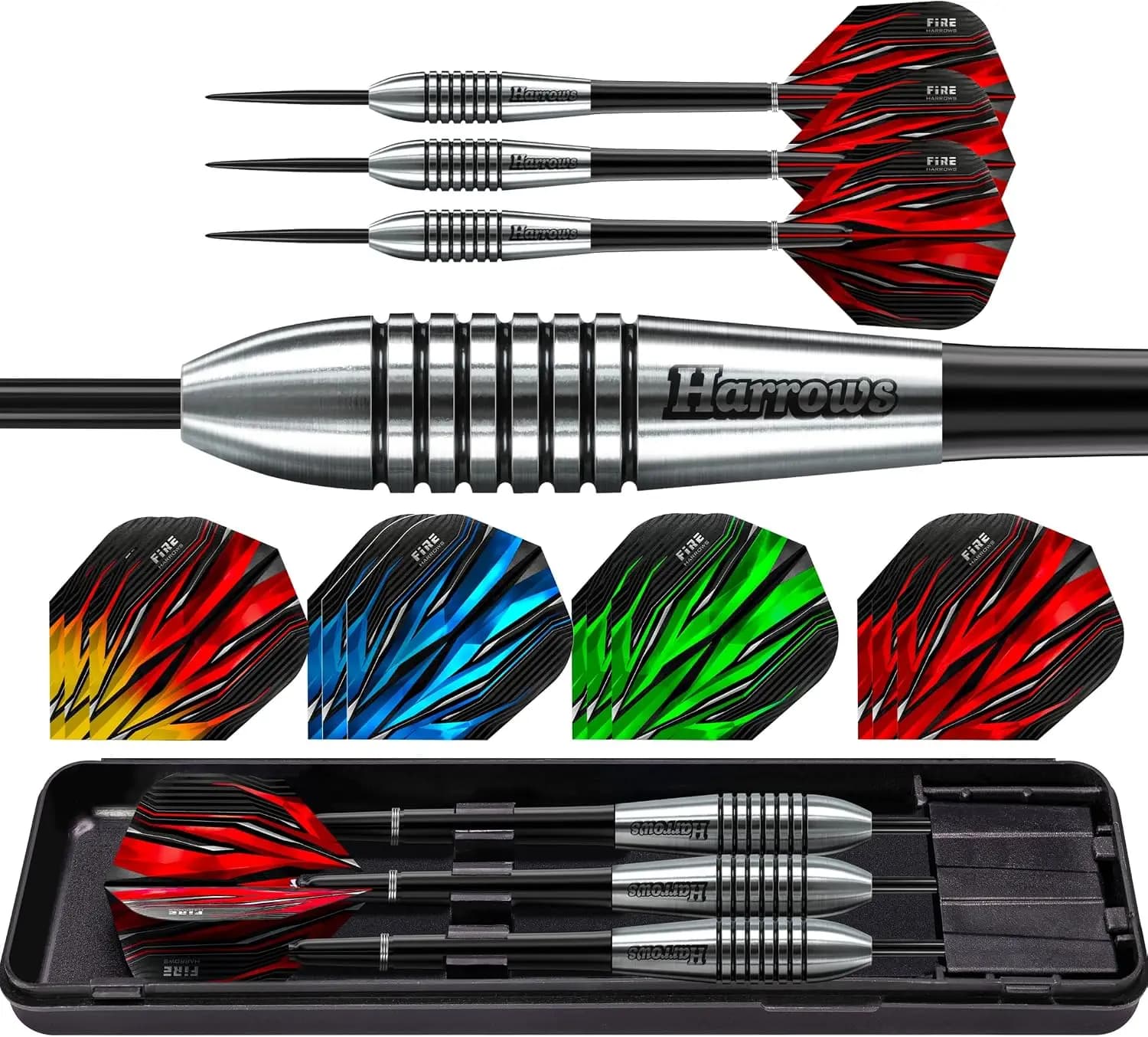 Tungsten Steel Tip Darts Set – 23g/25g/27g/30g – Professional Precision Darts with Deep Ring Grip – 20pcs Bundle with Extra Flights & Travel Case