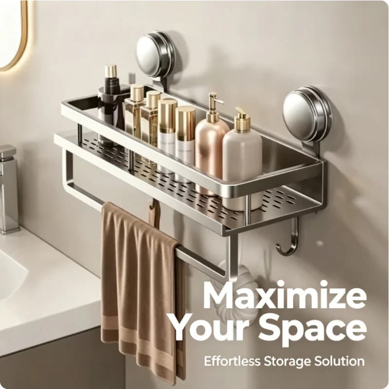 Mensola a ventosa da parete senza foratura, portaoggetti per bagno, lavabo e WC, organizer per la casa