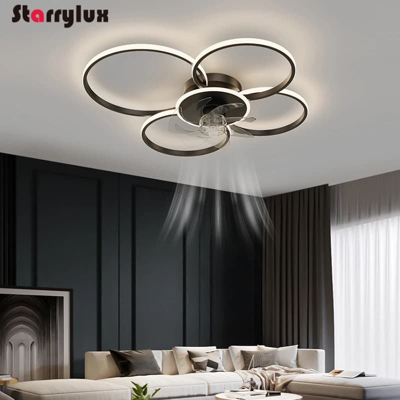 Set di luci per ventilatori ad anello nordico 2 in 1, ventilatore da soffitto moderno con lampada a LED per soggiorno, sala da pranzo, camera da letto