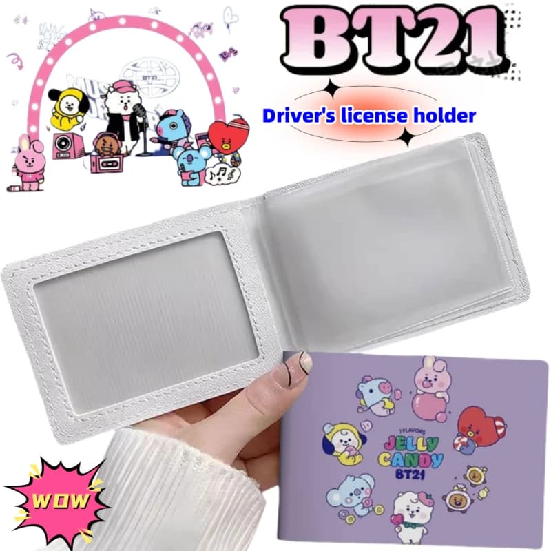 Personalized License Door BT21 Koya RJ Shooky Chimmy, Protective Multifunction Carte Case