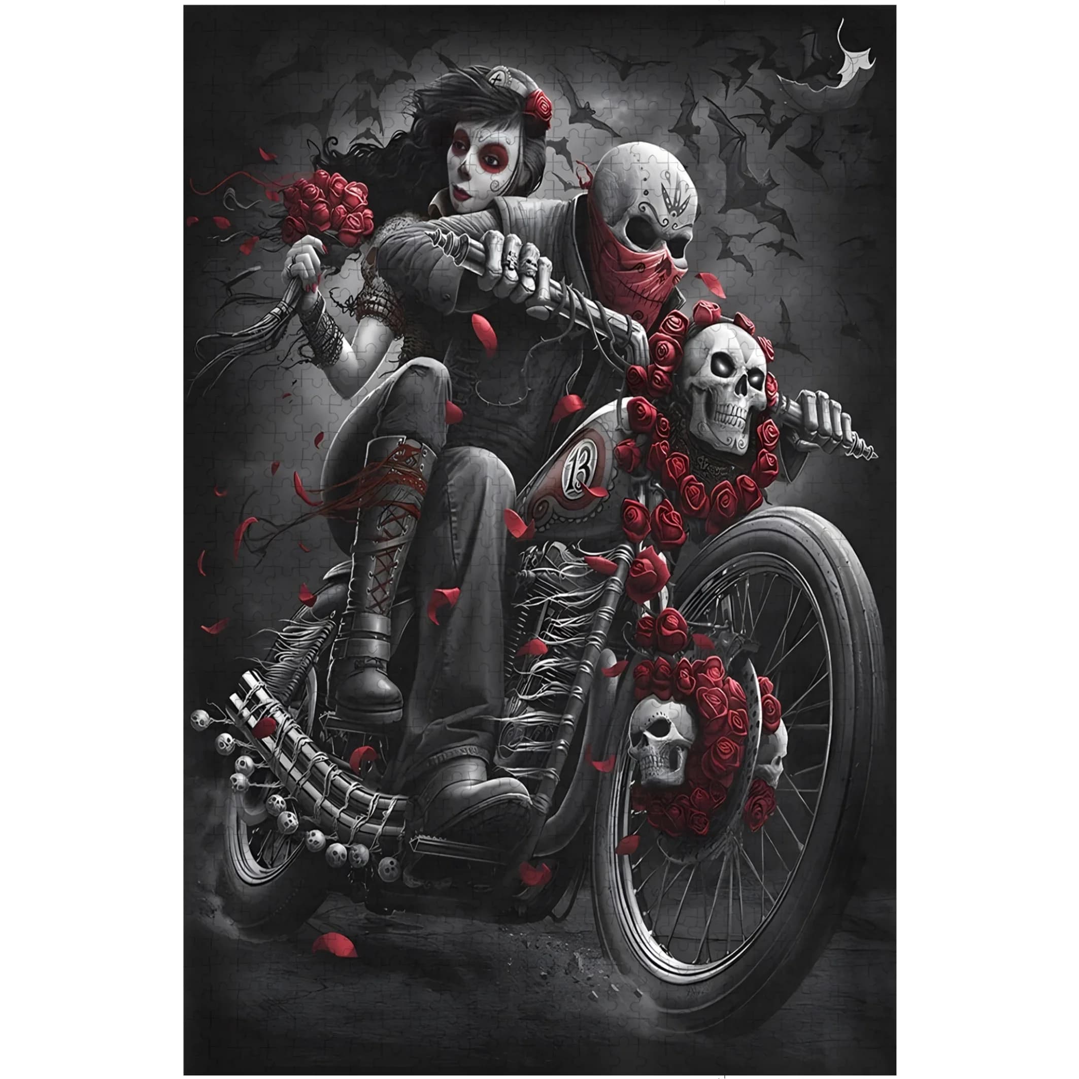 120/300/500/520/1000/1314 pezzi Puzzle gotico Skull Reaper Moto Coppia Brain Challenge Gioco Attività di rilassamento