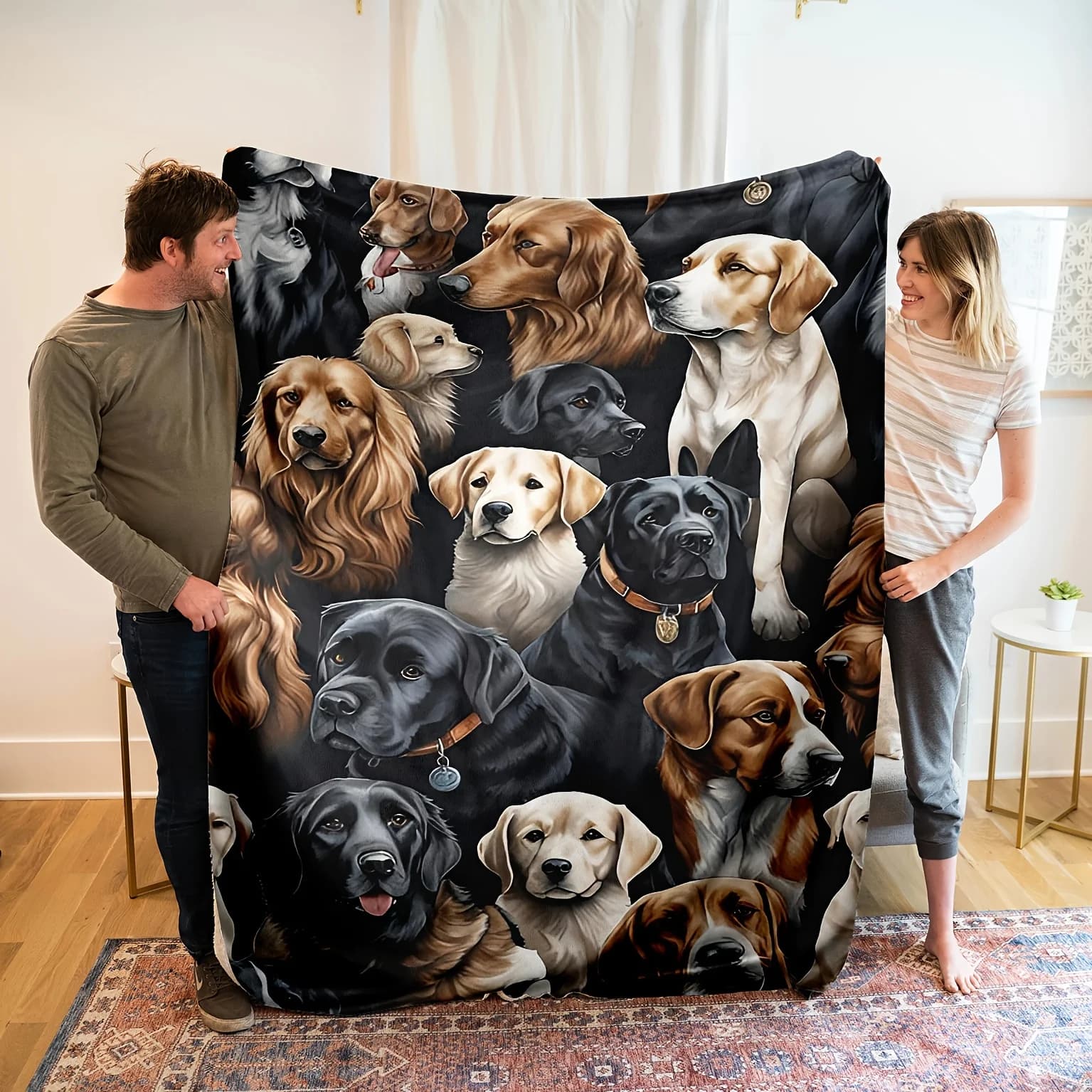 1 coperta contemporanea con stampa puzzle per cani in flanella, lavabile in lavatrice, ipoallergenica, comoda fodera per divano e letto per tutte le stagioni