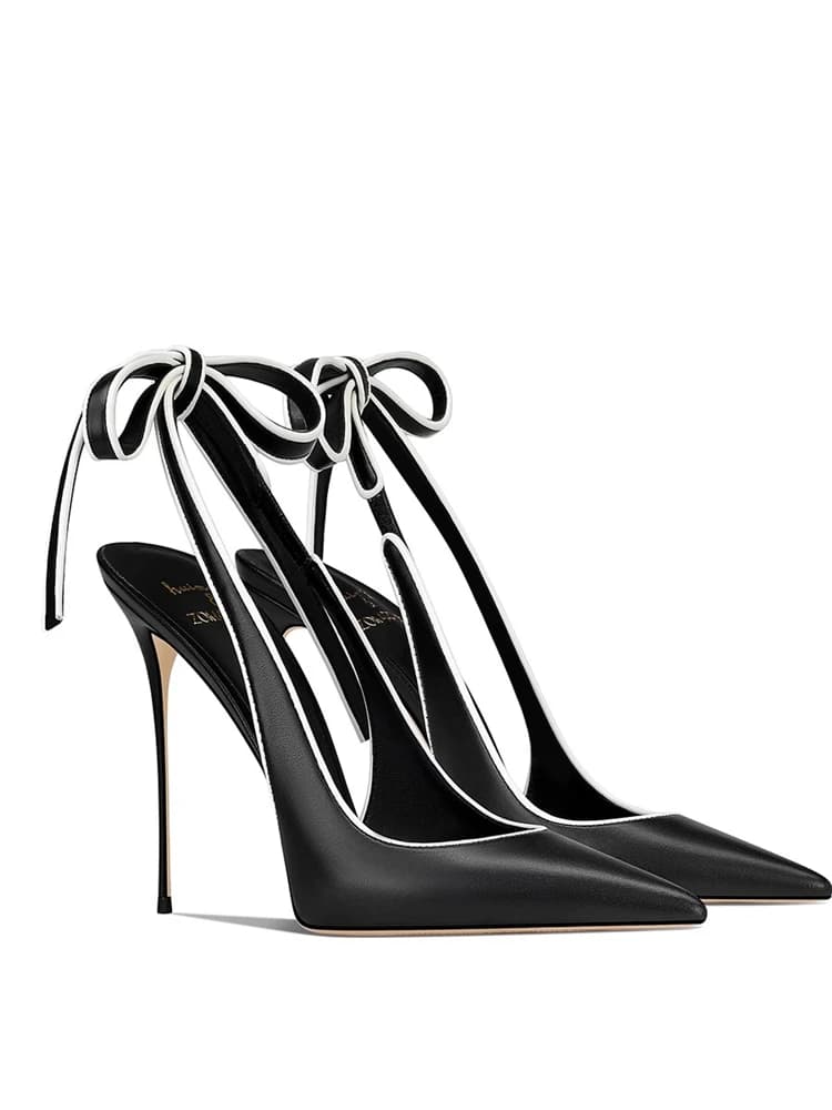 Nuove Scarpe Estive e Primaverili in Pelle con Punta a Spillo e Lacci, Tacchi Alti Sottili per Cerimonie, Sandali da Donna in Taglie Grandi e Piccole