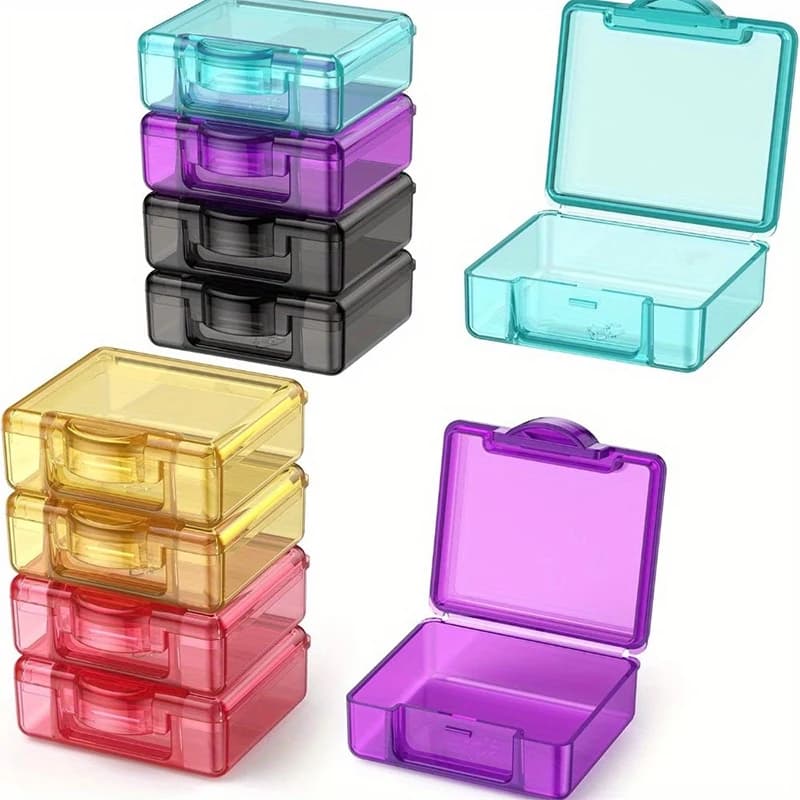 Mini Scatola di Plastica Quadrata Multicolore per Organizzare Collane, Orecchini, Anelli, Contenitore per Gioielli Fai-da-Te