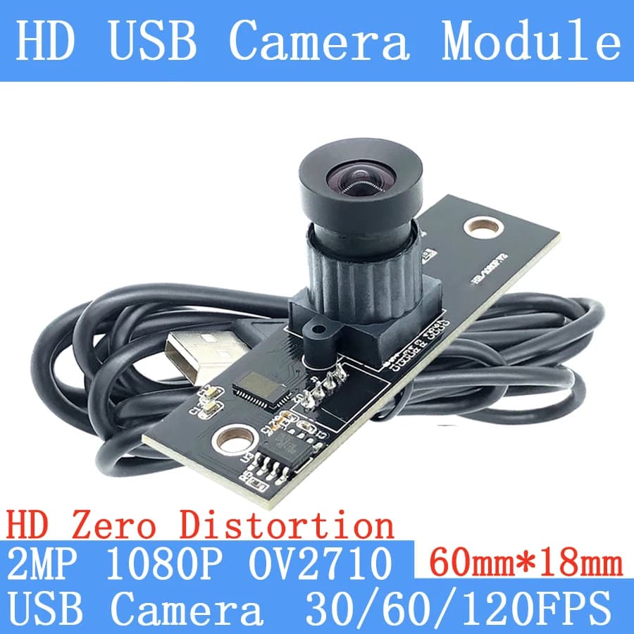 Plug Play Nessuna distorsione 92 ° Webcam HD 2MP OV2710 1920*1080P Android Linux OTG UVC MJPEG 30fps 60fps 120FPS Modulo fotocamera USB