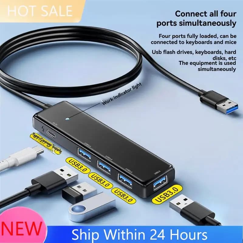 Regalo per lei: Hub USB C 3.0 a 5 porte, docking station, hub di tipo C 5 Gbps, adattatore USB 3.0 da 100 cm per laptop
