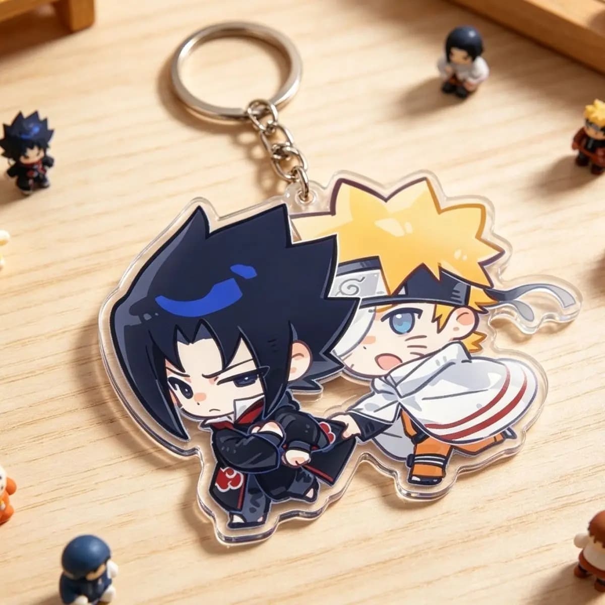 Naruto Sasuke Q Version Double Character Acrylic Pendant Cute Handmade Sasuke Anime Backpack Charm Mini Collectible Gift