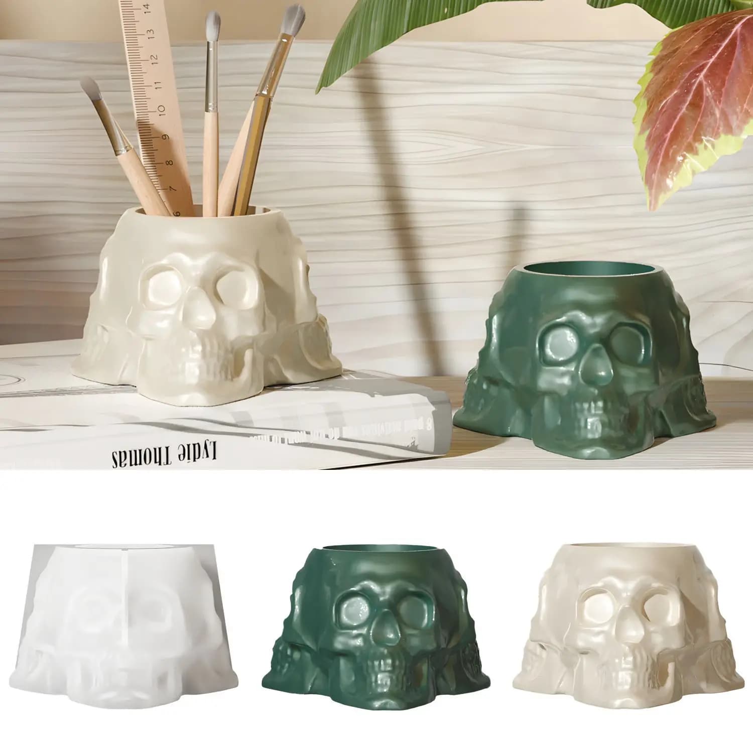 Stampo posacenere epossidico di cristallo fai-da-te - Stampo in silicone con teschio 3D per artigianato in resina, regalo di Halloween, accessorio per fumatori gotici