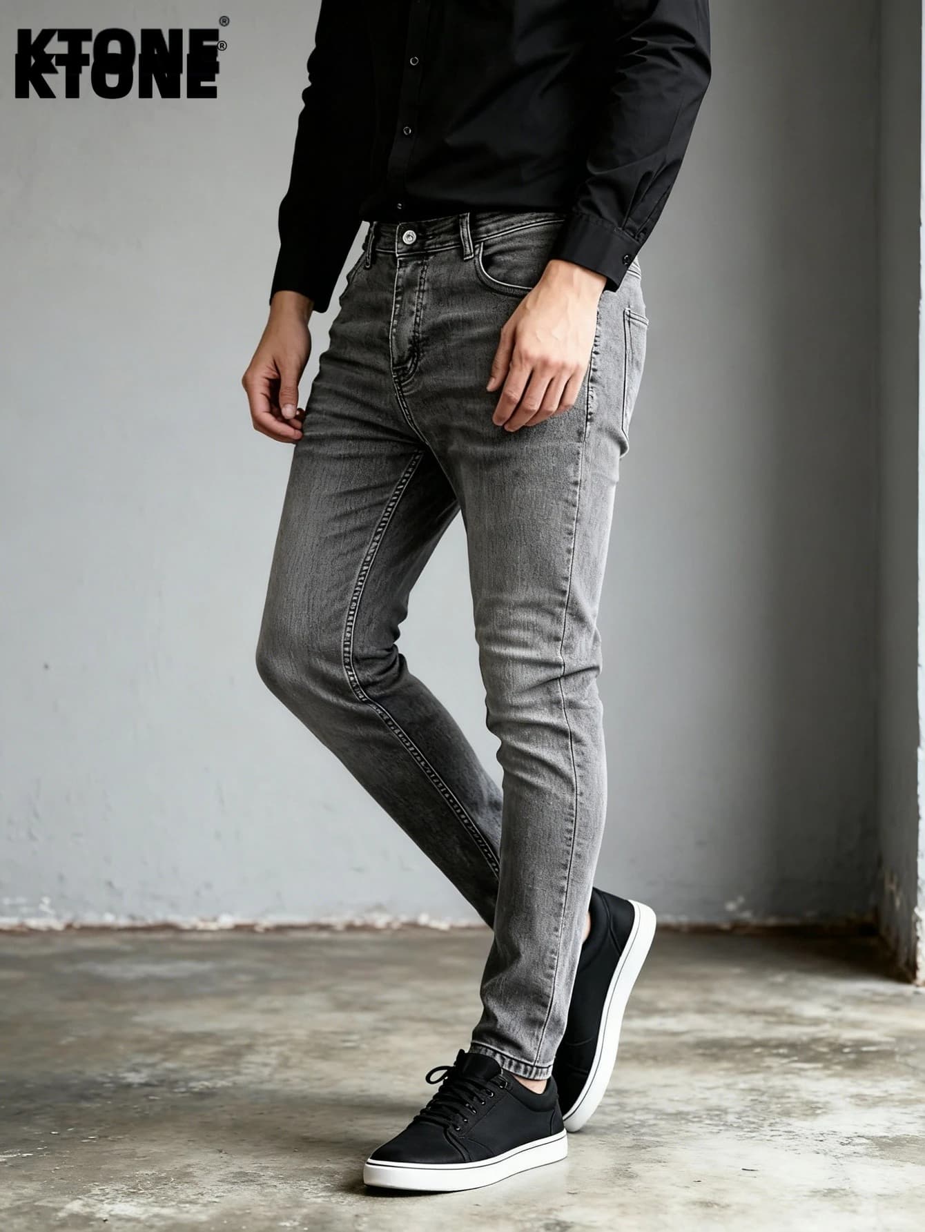 Jeans Slim Originali da Uomo in Grigio, Stile Y2K, Moda Casual, Pantaloni in Denim Senza Accessori o Cinture Incluse