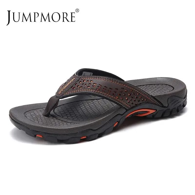 Summer Flip Flops Men Shoes Outdoor Fashion PU Leather Flat Shoes Beach Holiday Shoes
